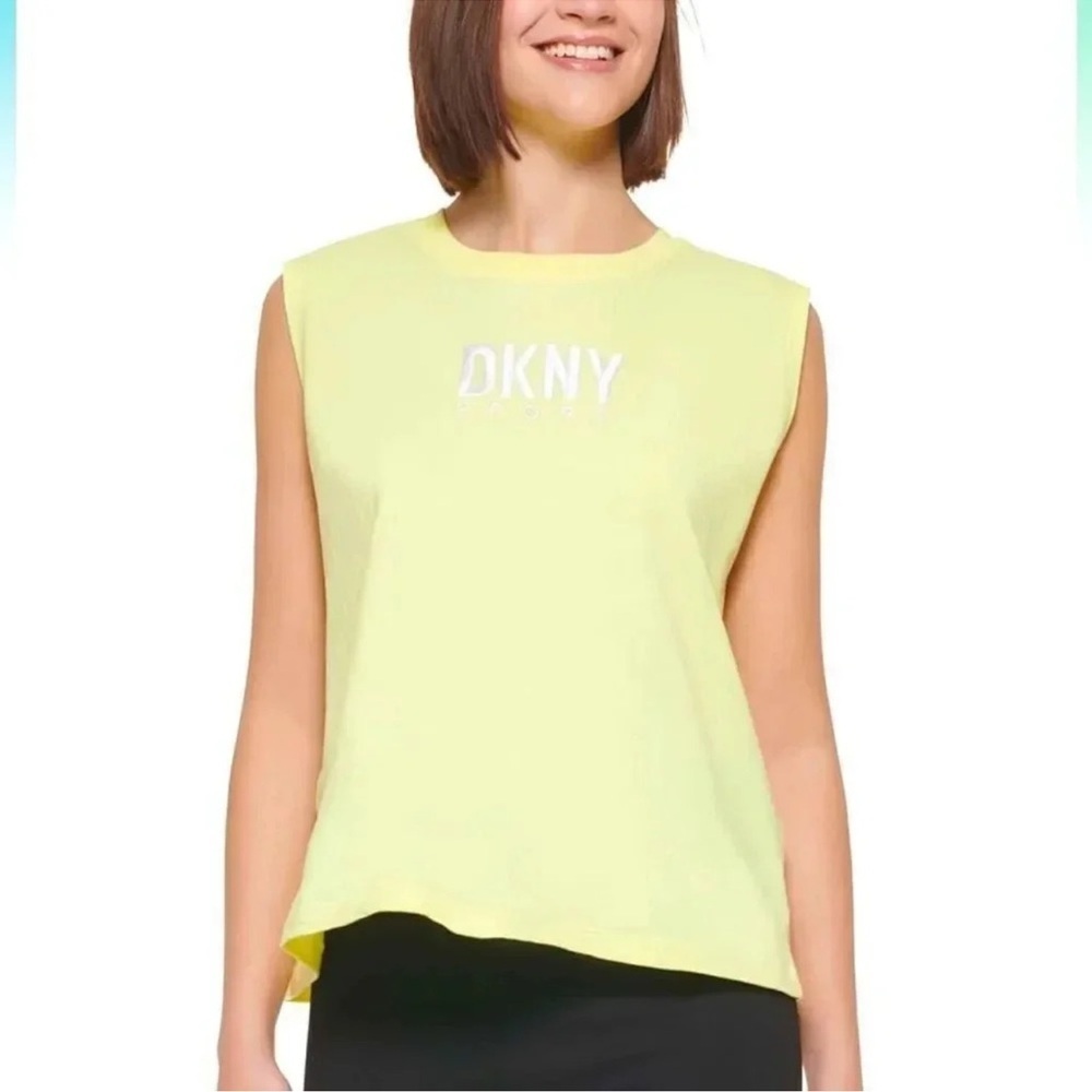 DKNY Sport Womens Cotton Embroidered Logo Muscle Tank Top
